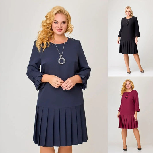 【S-5XL】👗 Elegantna jednobojna haljina visoke kvalitete iz nove zimske kolekcije 2024.-3835039